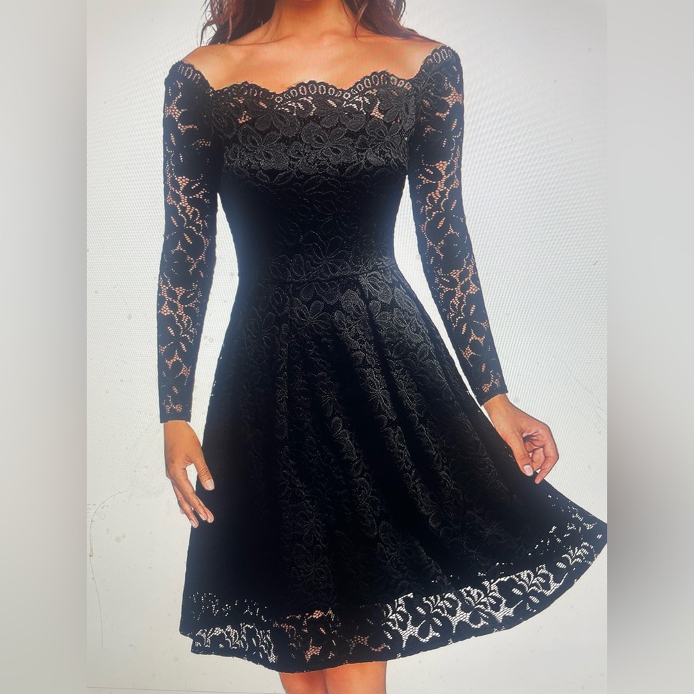 MissMay Vintage inspired floral lace long sleeve cocktail dress
